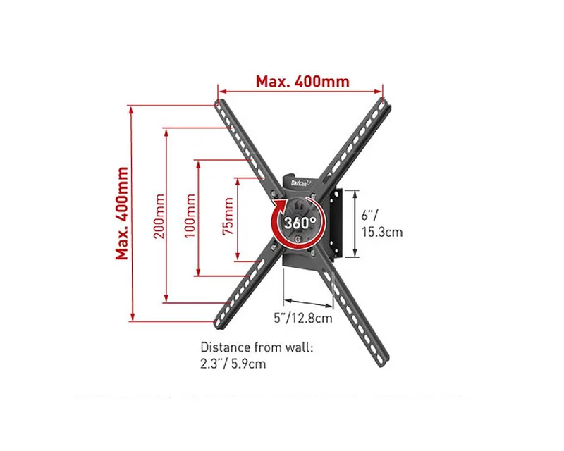 BARKAN BM300R LCD TV ZGLOBNI ZIDNI NOSAČ DO 65 INČA
