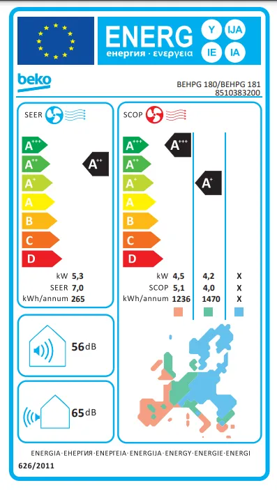 BEKO BEHPG 180/ BEHPG 181 INVERTER KLIMA UREĐAJ + SET ZA MONTAŽU