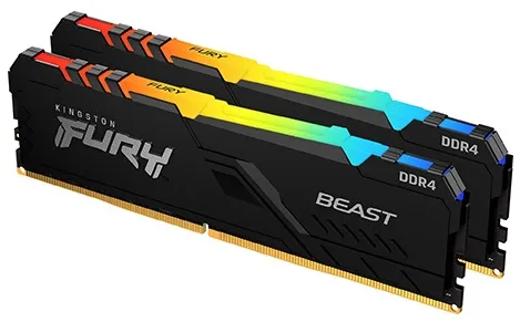 DDR4 64GB (2X32GB) 3600MHZ [FURY BEAST RGB], NON-ECC UDIMM, CL18 1.35V, 288-PIN 2RX8, MEMORY KIT, W/