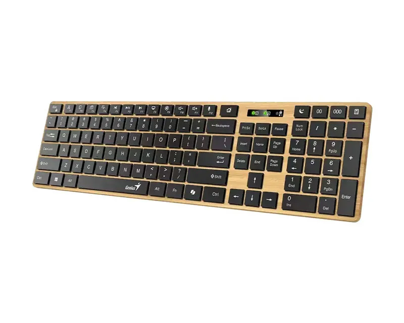 GENIUS SLIMSTAR 7250BT, AI, PINE WOOD US WIRELESS TASTATURA