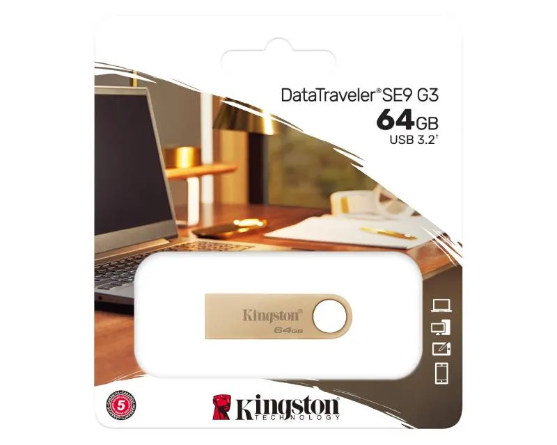 KINGSTON 64GB DATATRAVELER SE9 G3 USB 3.0 FLASH DTSE9G3/64GB CHAMPAGNE