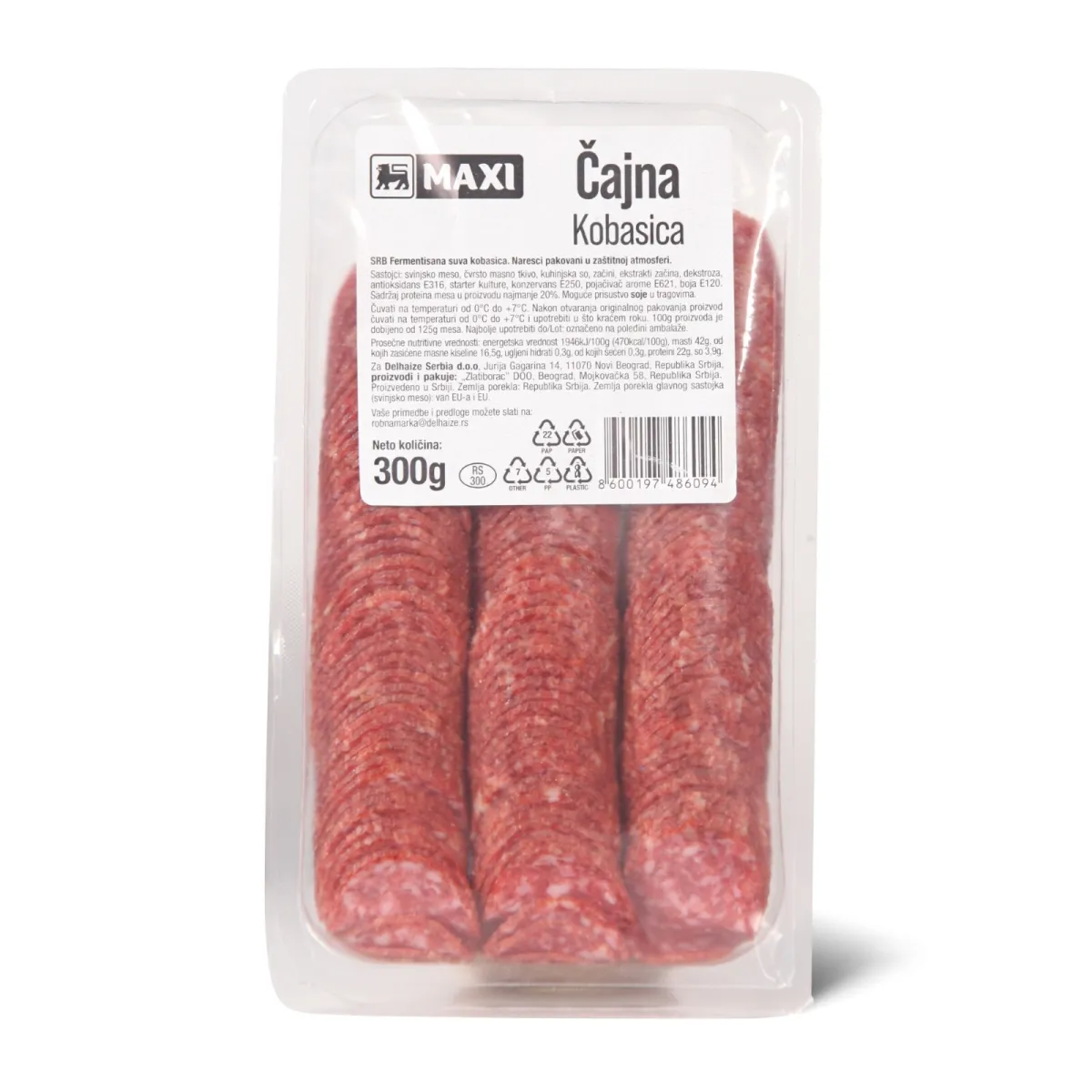 Cajna kobasica vak.slajs Maxi 300g