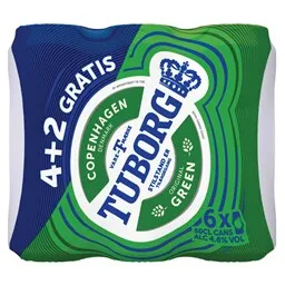 Pivo Tuborg limenka 0,5l 4+2 gratis