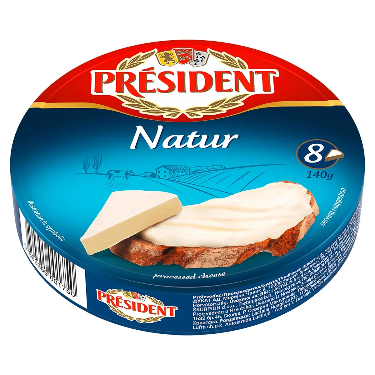 Sir topljeni natur President 140g
