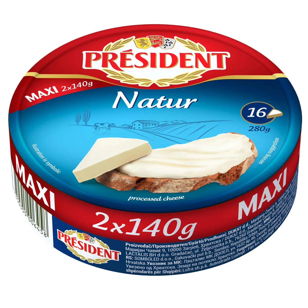 Sir topljeni natur President 280g