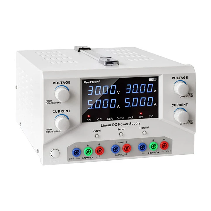 Napajanje PeakTech 6193, 2x(0-30)VDC, 2x(0-5)ADC, 5V/1A, USB