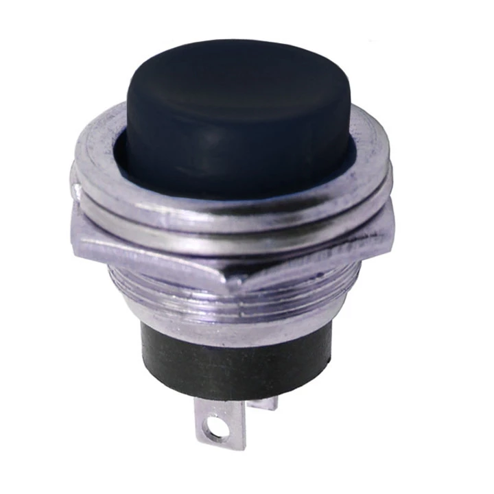 Taster metalni 3A/125V crni, fi=16mm