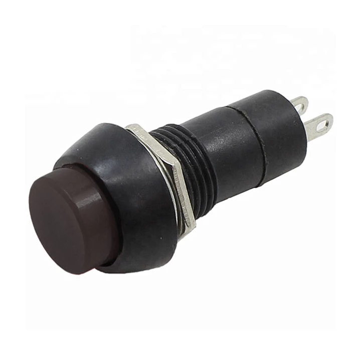 Taster plastični 3A/250V crni okrugli, fi=12mm