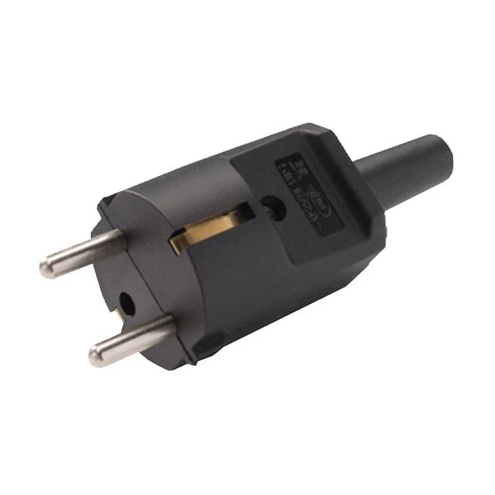 Utikač šuko za kabl 16A/250V, pravi crni