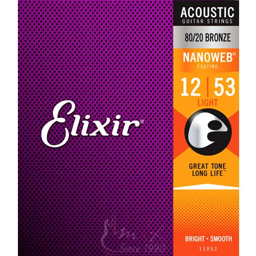Elixir 11052 Light 012-053 Nanoweb Žice za akustičnu gitaru Debljina dvanaestke