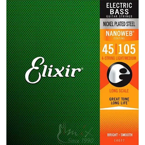 Elixir 14077 Medium 045-105 Žice za bas gitaru Nickel Plated Steel