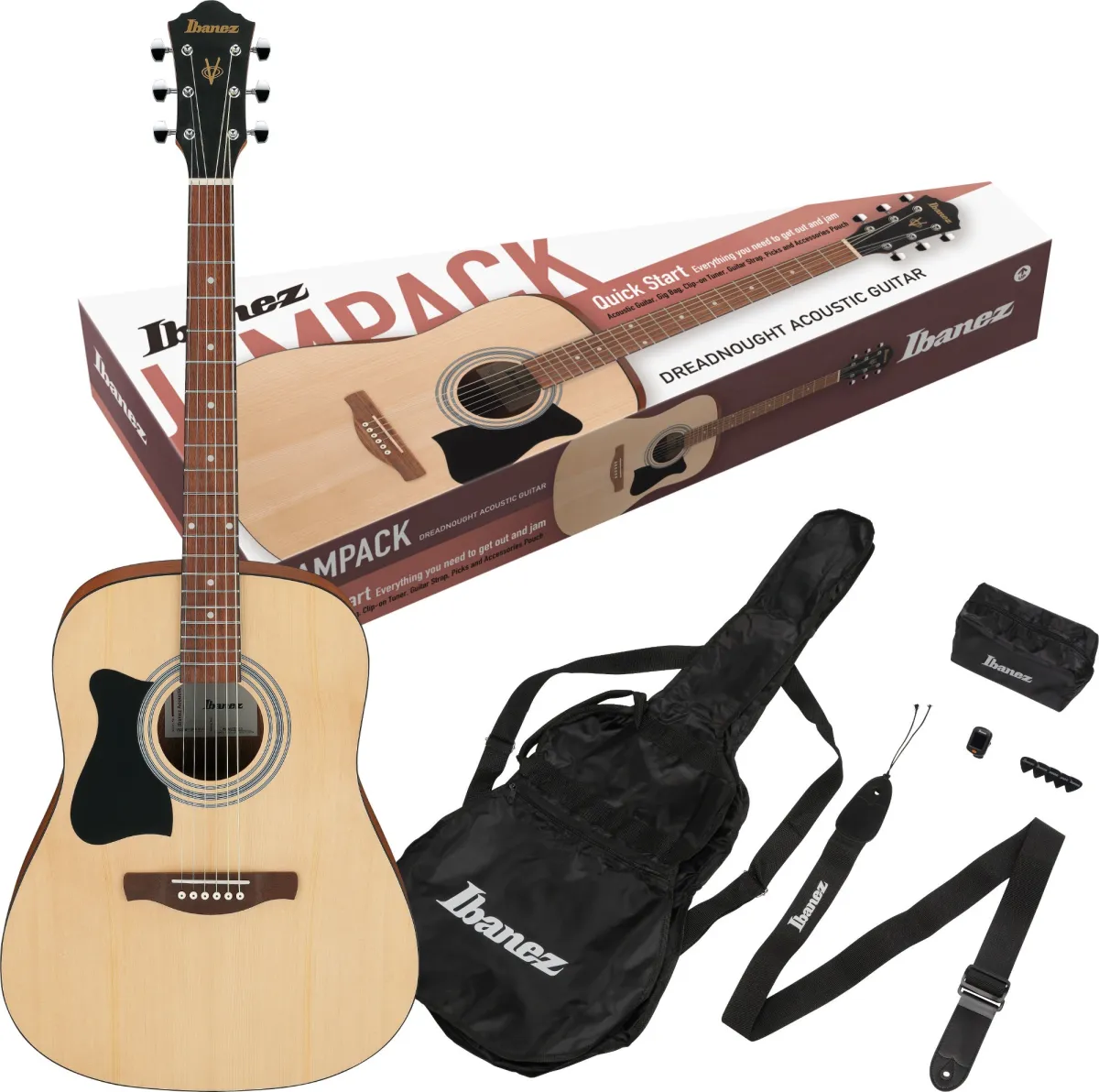 Ibanez V50LNJP-OPN Levoruka Akustična Gitara sa Priborom – Komplet za Početnike