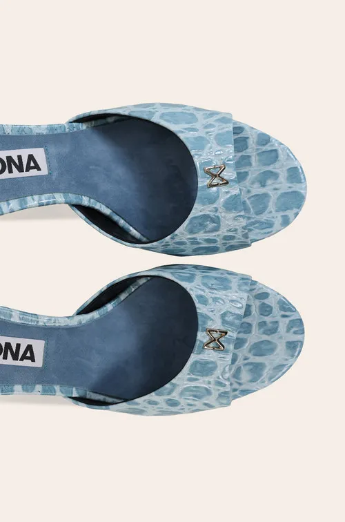 Plave kožne papuče sa printom 2500R709-6