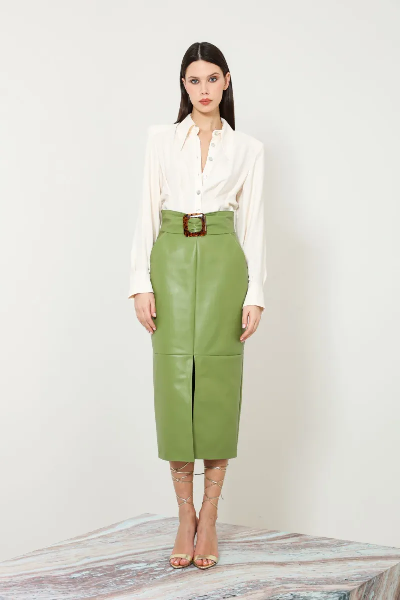 ZELENA KOŽNA SUKNJA 8636501-3