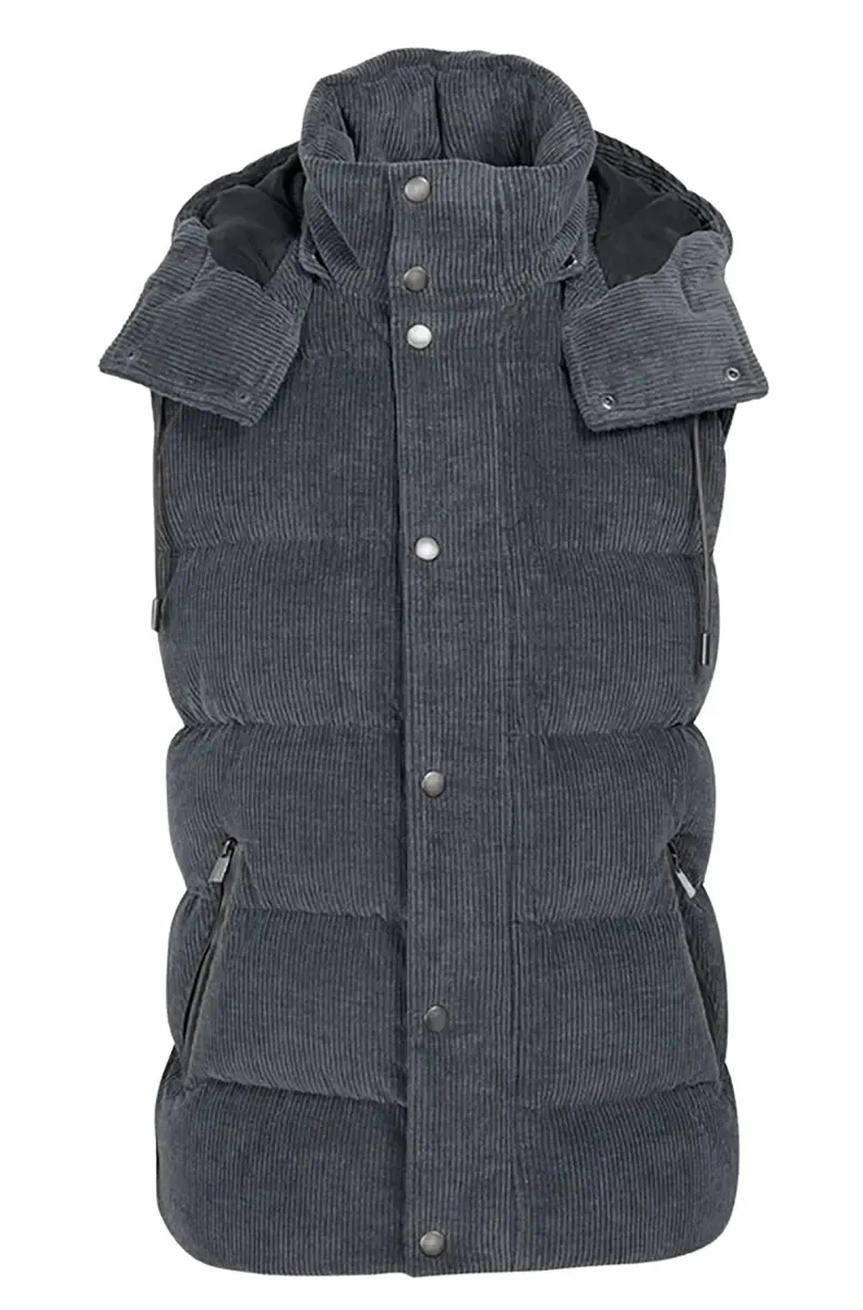 Muški sivi prsluk sa kapuljačom