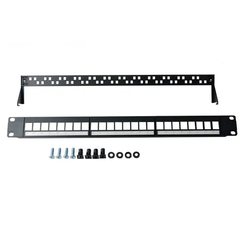 Patch panel modularni 19"/1U sa 24 slota za UTP module, držač kablova sa zadnje strane, Delta EC tested (Full FA-1918LPY-24-1U) – bez modula