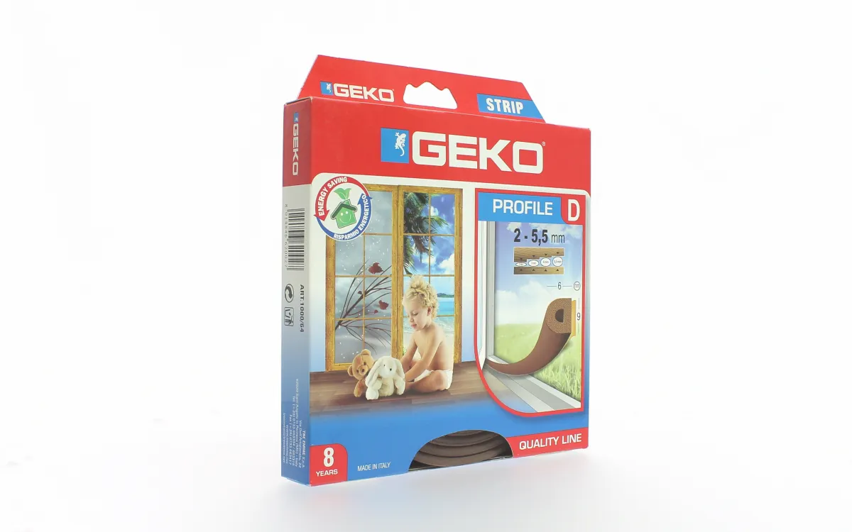 1000/64 Dihtung D-profil 9x6mm 2x3m braon Geko
