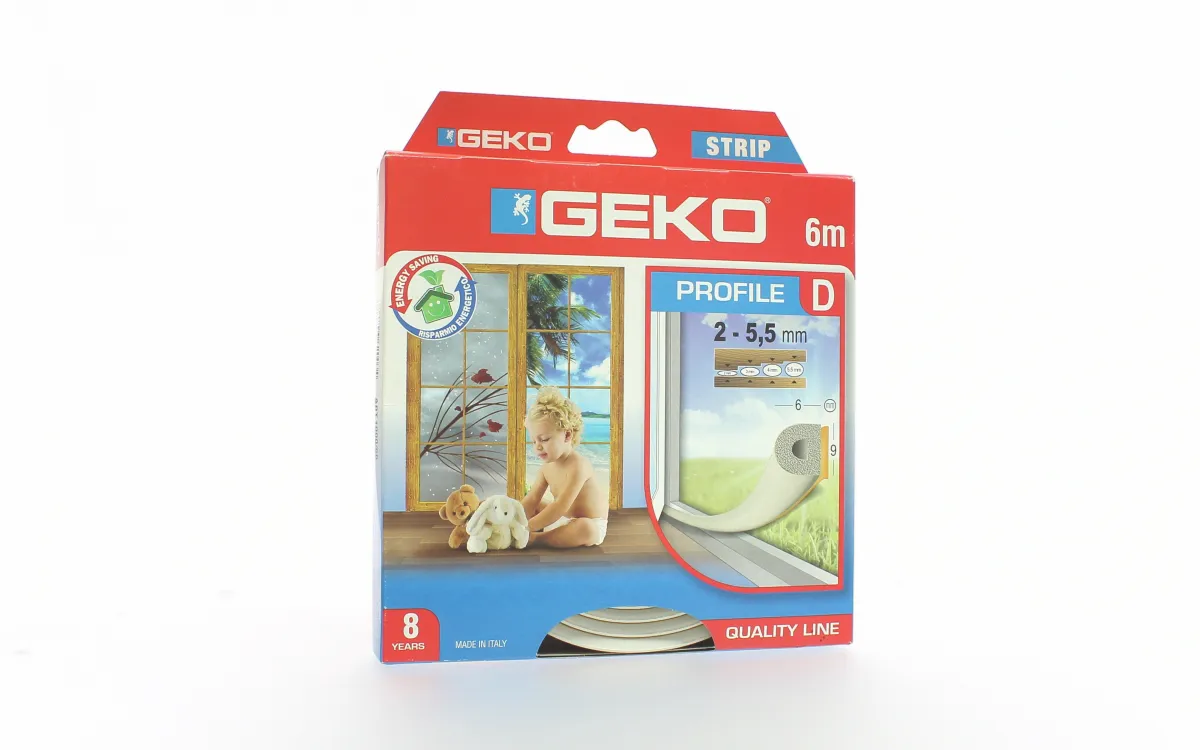 1000/66 Dihtung D-profil 9x6mm 2x3m beli Geko
