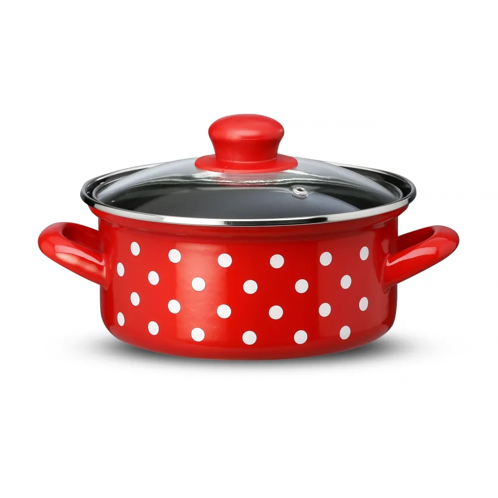 3088 Šerpa fi 14cm 1l sa poklopcem crvena na tufne D20525 Emo
