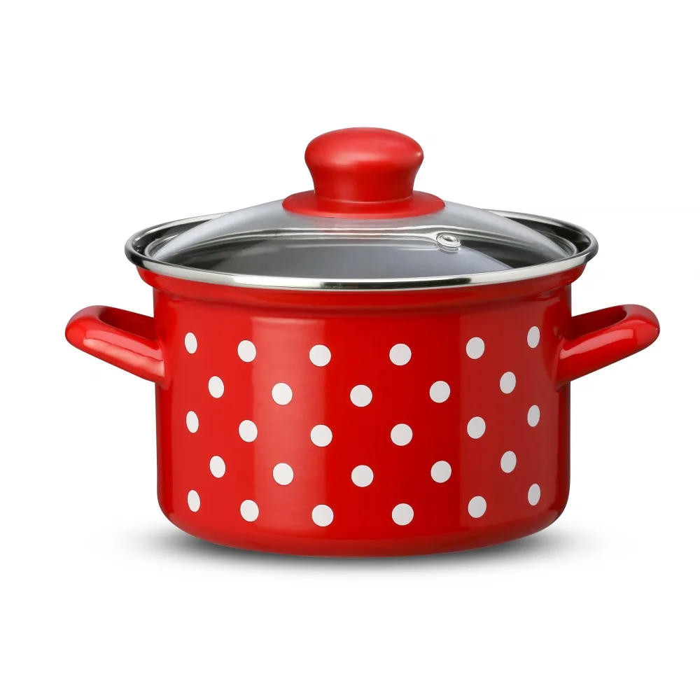 3089 Šerpa fi 16cm 2l sa poklopcem crvena na tufne D20525 Emo