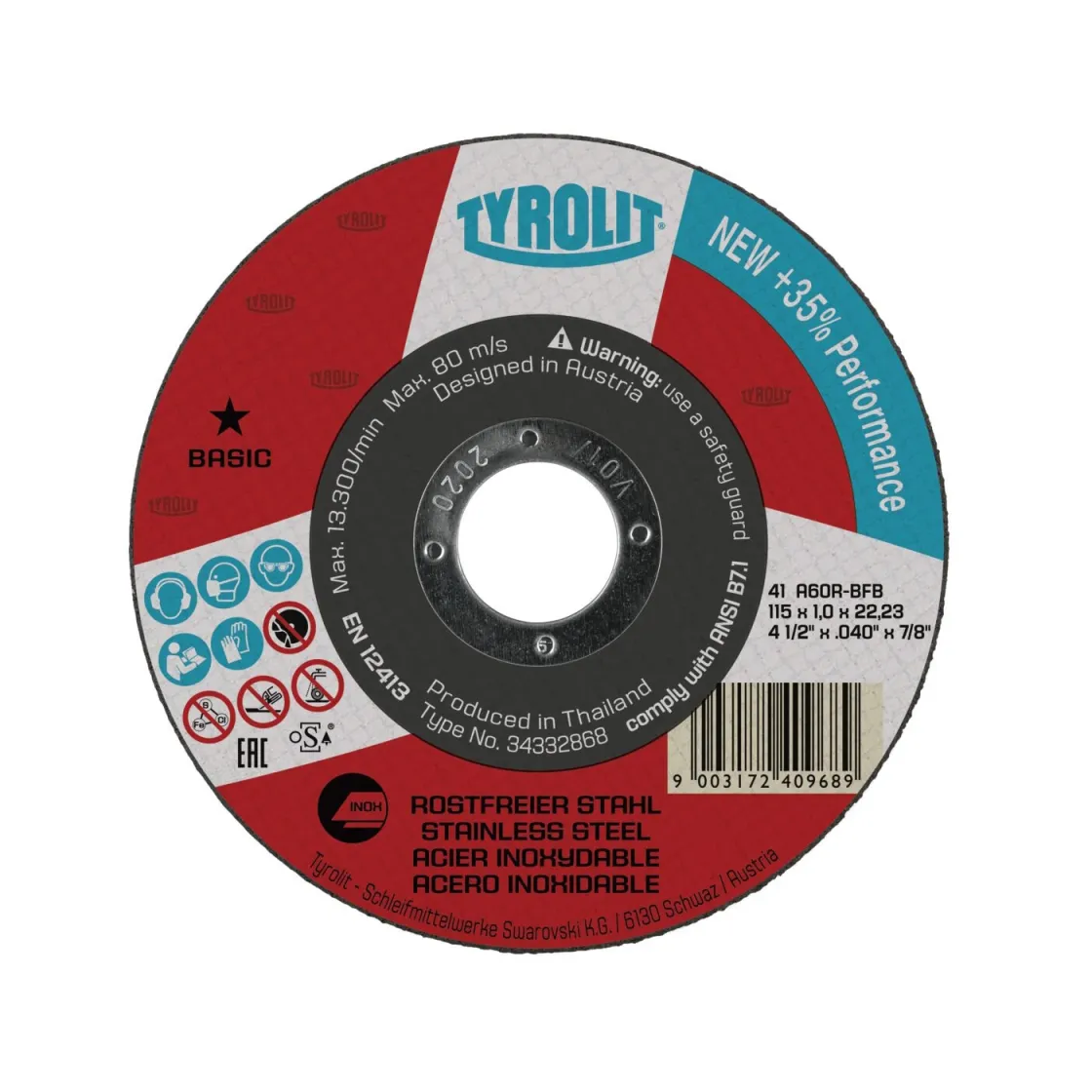 41C Brus za inoks 115x1.0x22.23 A60R-BFB Basic Tyrolit