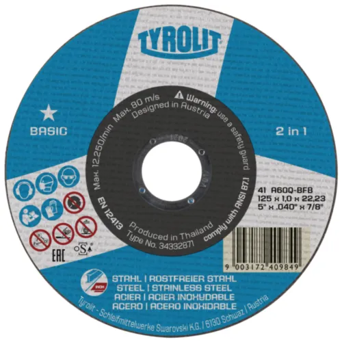 41C Brus za metal/inoks 125x1x22.23 A60Q-BFB Basic Tyrolit