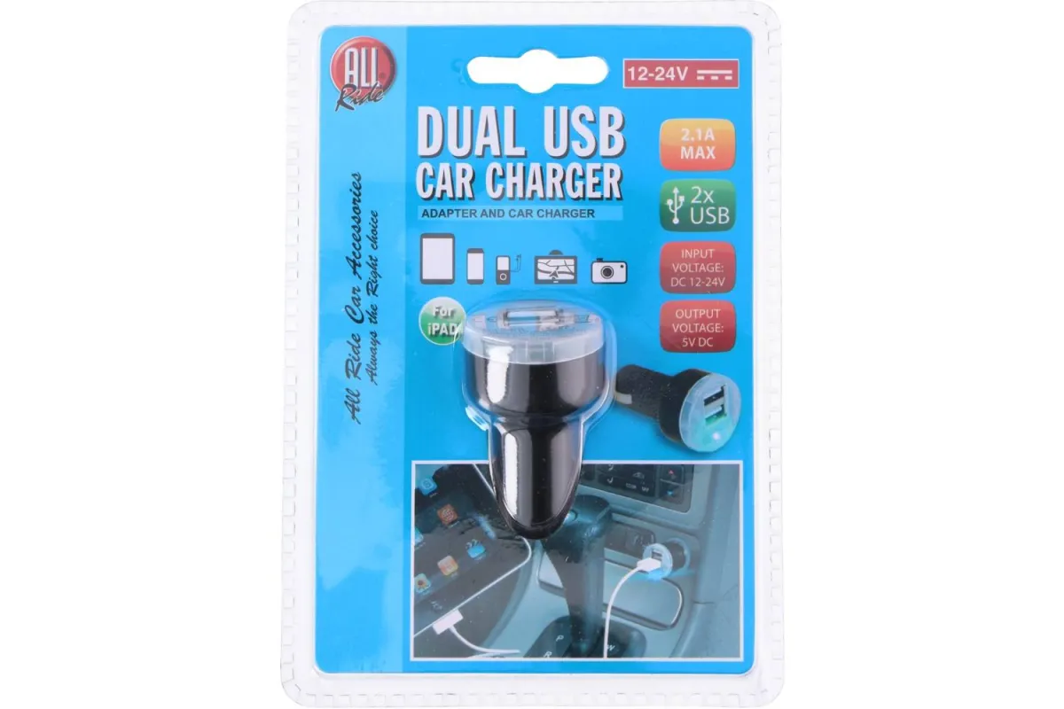 Adapter za auto upaljač sa 2 USB priključka 2.1A All Ride