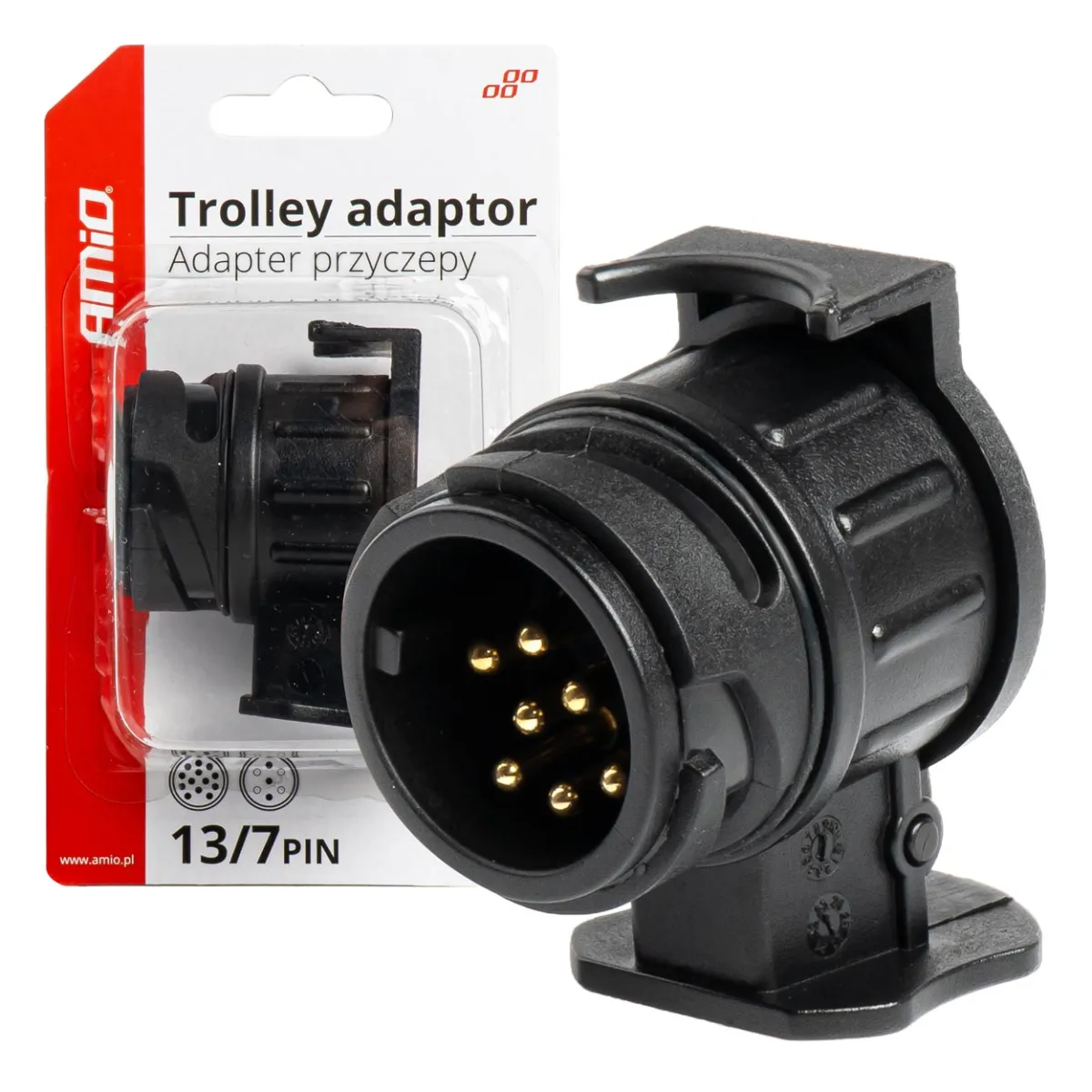 Adapter za prikolicu 13/7PIN crni Amio