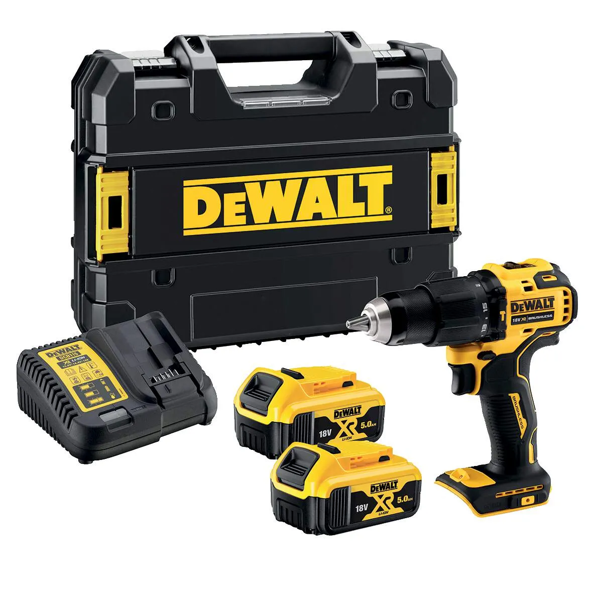 Akum. udarna bušilica DCD709P2T-QW 18V u TSTAK kutiji DeWalt