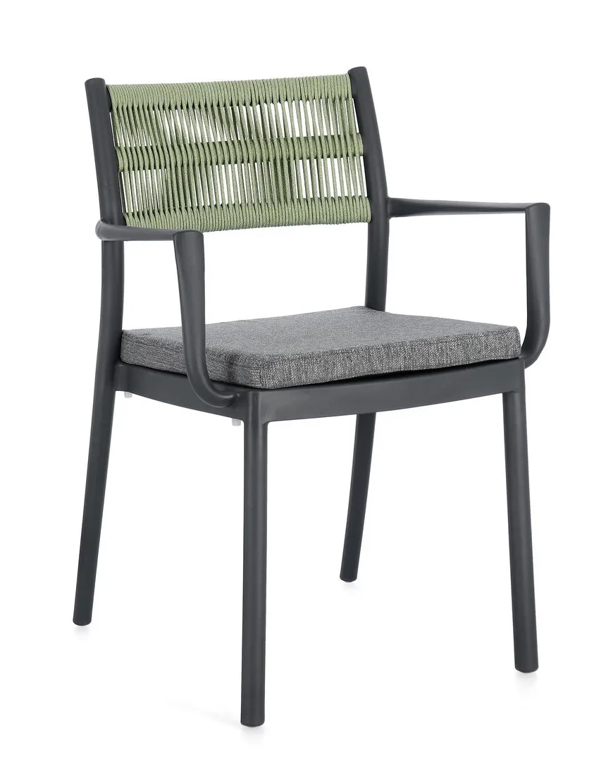 Bašt. stolica Alvin 52.5x 59.5x82cm antracit/zelena Bizzotto