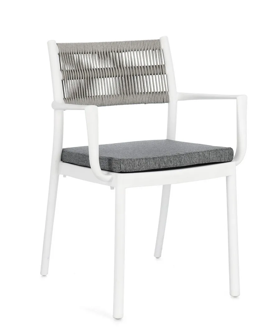 Bašt. stolica Alvin 52.5x 59.5x82cm bela/siva Bizzotto