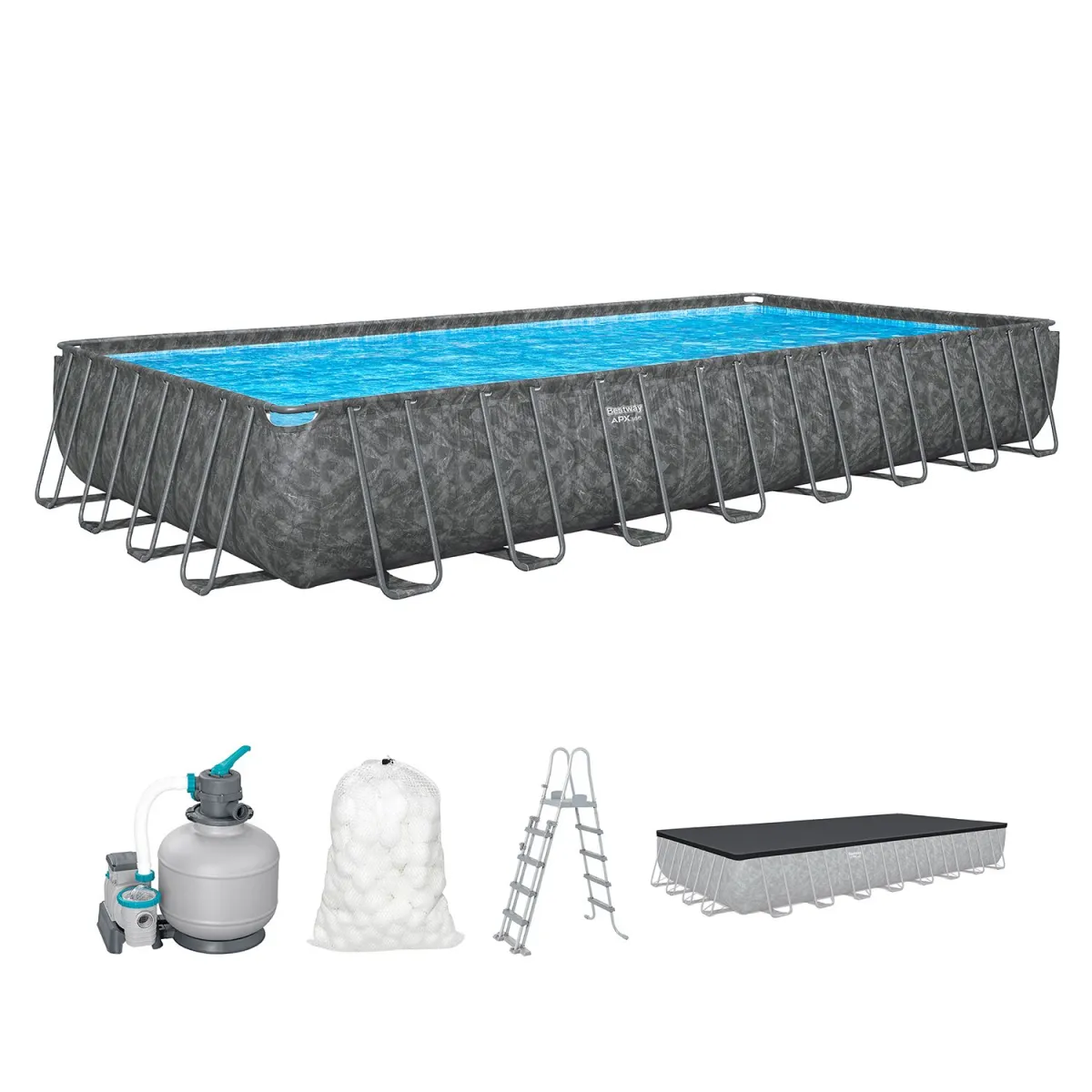 Bazen APX 365 956x488x132cm sa filter pumpom i step. Bestway