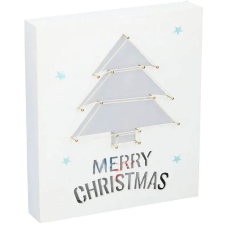 Božićna tabla sa natpisom 20x25x3.5cm sa led lampicama C.Gifts