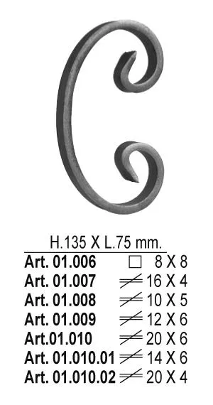 C-element 12x6 za kov. ogradu 135x75mm ravni EF