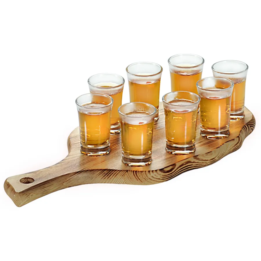 Daska za posluživanje 40x17x2cm sa 8 rakijskih čaša 200ml Kesper