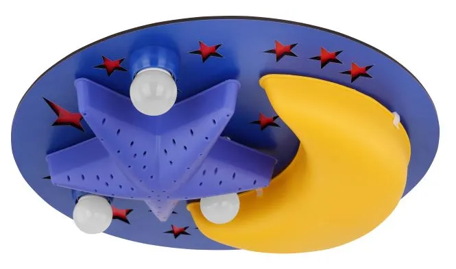Dečija plafonjerka Dunna 2x13W E14 48x10cm žuto/plava Globo