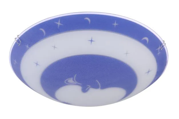 Dečija plafonjerka Moonstar 60W E27 30x10cm plavo-bela Globo