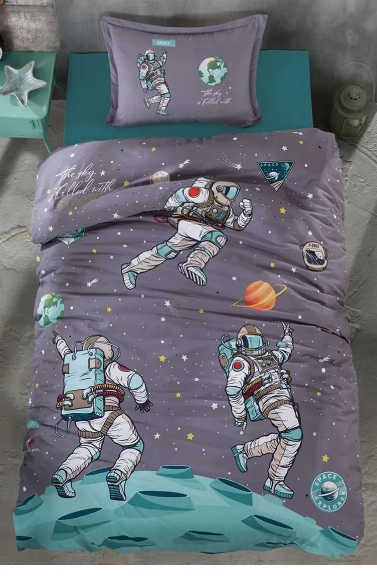 Dečija posteljina Ranforce Space za jedan krevet antracit Clasy