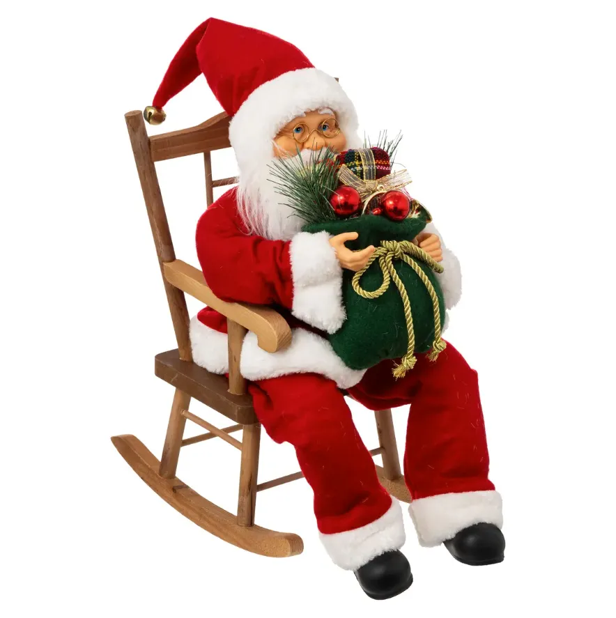 Dekor. figura - Deda Mraz 40cm na stolici za ljujanje Atmosphera