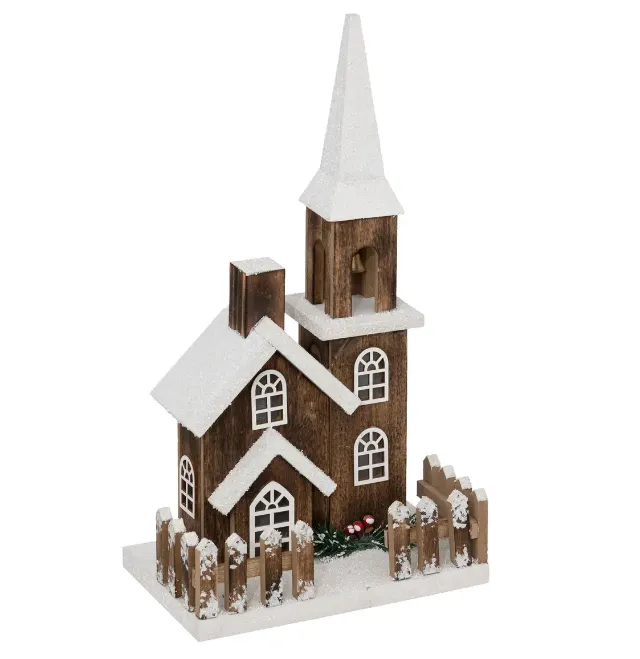 Dekor. figura-drvena crkva sa Led svetiljkama Feeric Lights and Christmas