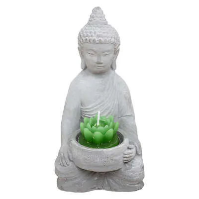 Dekor.držač Buddha sa svijećom 15cm sivi Atmosphera C. Dinterieur
