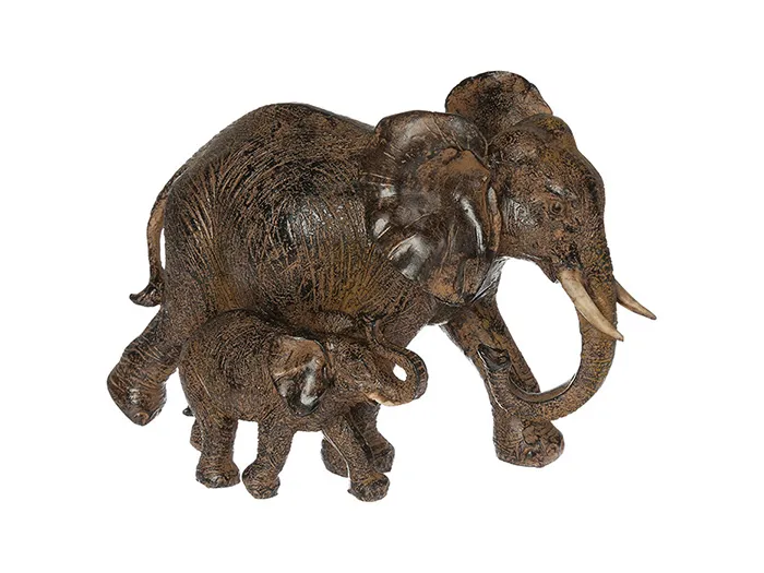 Dekor.figura-slon sa slončetom 22.5x12x15.5cm sort Atmosphera