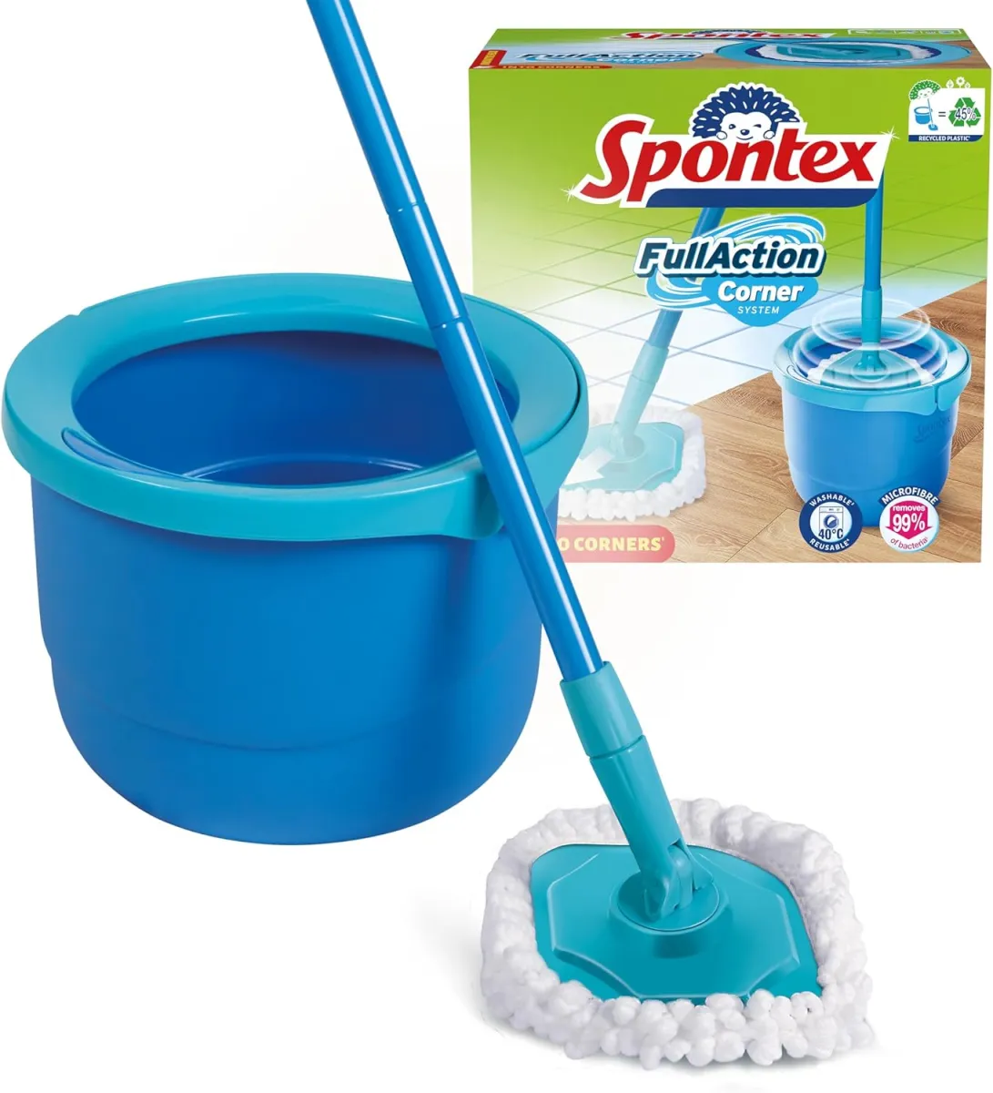 Džoger sa drškom i kantom Full Action Corner System Spontex