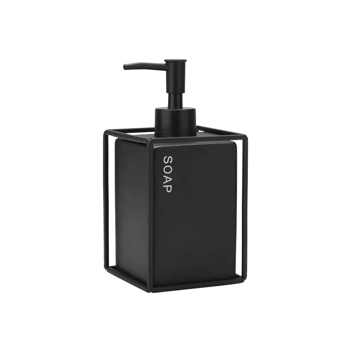 Dozer za tečni sapun Cage u met. stalku 450ml 9x9x18.5cm crni Estia