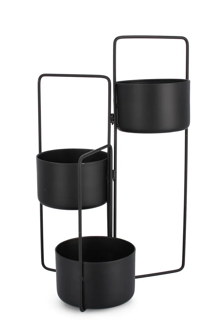 Držač za 3 saksije cveća Keyra 45x21x68cm crni Bizzotto