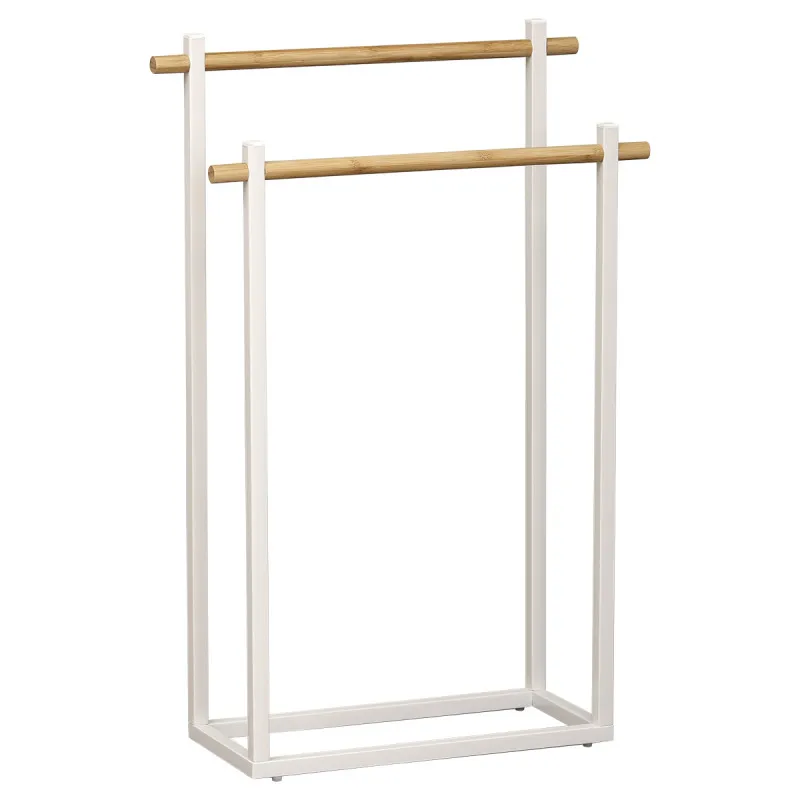 Držač za peškire sa 2 šipke 45x72/82x20cm beli/bambus Tendance