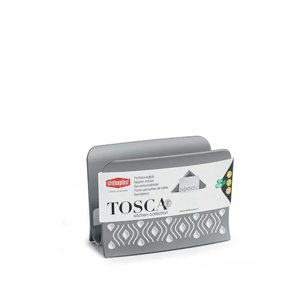 Držač za salvete Tosca 7.5x15.5x11cm sivi/beli Stefanplast