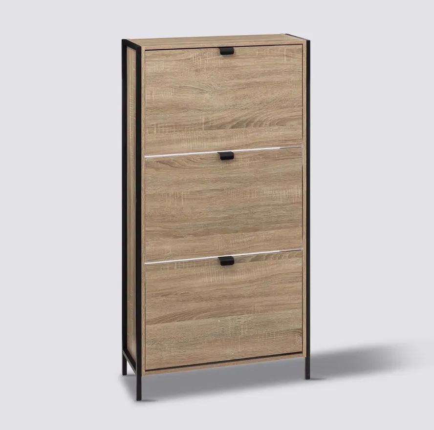 Drveni poličar-cipelar Aliaj sa tri fioke boja hrasta/crna 5five