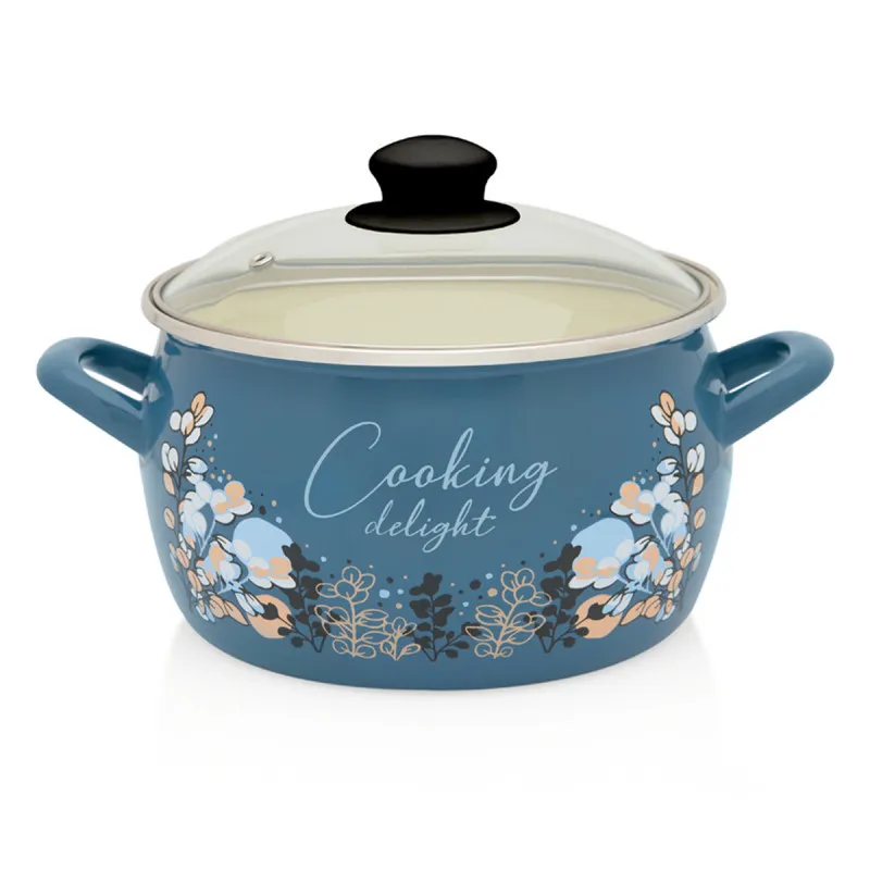 Duboka šerpa Cooking Delight fi24cm/7.9l sa pok. plava/krem Metalac