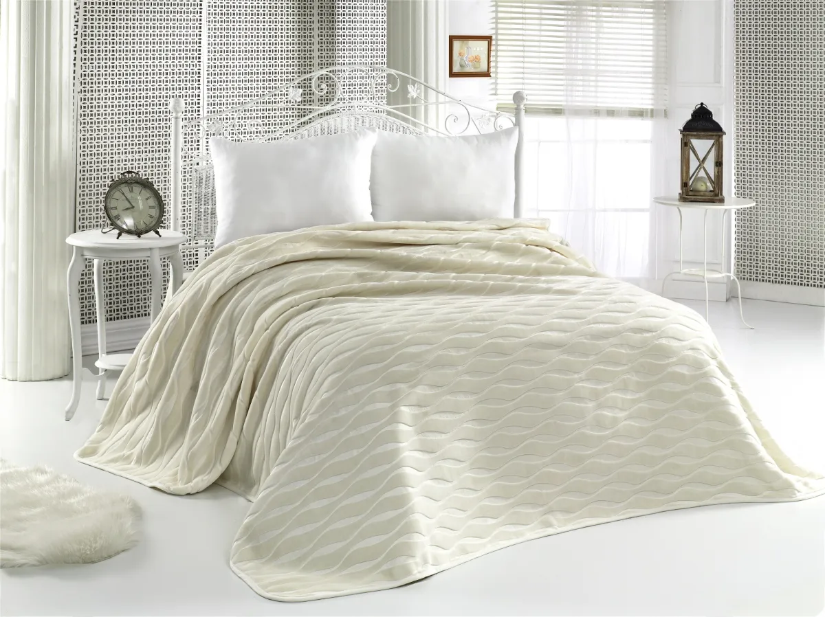 Ćebe Sense 521 za jedan krevet 160x220cm boja slonovače Mink